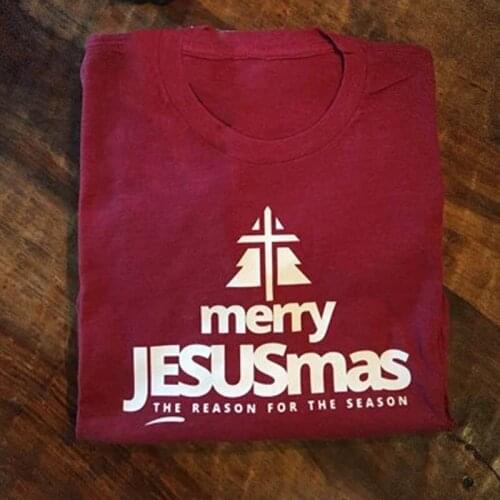 Merry Jesusmas The Reason For The Season Funny Letter Aesthetic Cotton O Neck T-shirt Casual Kawaii Shirt Short Sleeve Top Tees