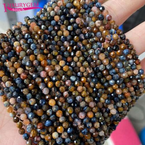 High Quality 3mm Natural Peter Stone Faceted Round Shape Loose Spacer Beads Bracelet Necklace Jewelry Accessory 38cm b133