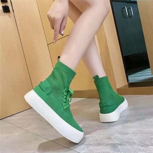 Summer Breathable New Women Sock Boots Knitted Womens Boots Casual Sports