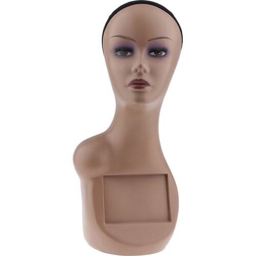 Pro Mannequin Head with Large Right Shoulder for Wig Cap