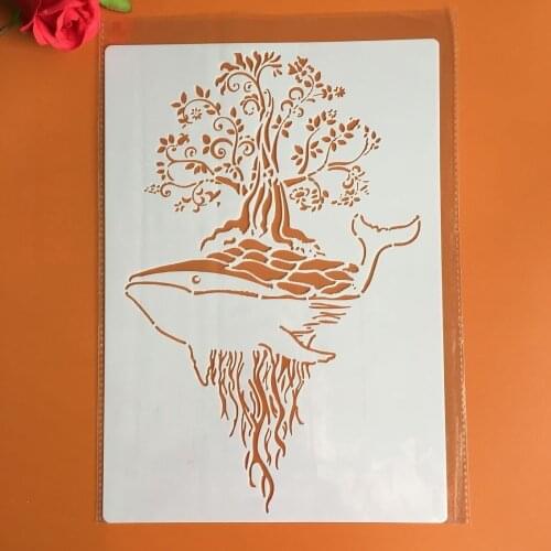1Pcs dolphin A4 29*21cm Stencil For Painting Scrapbook Coloring Embossing Album Decorative Template drawing mandala stencils
