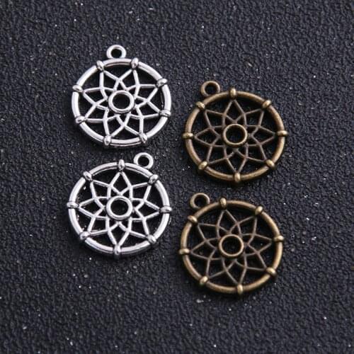 10pcs 20*22mm New Two Color Small Dream Catcher Charms Pendants For DIY Jewelry Handmade Making Accessorie