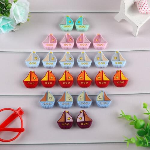 Kovict 10 Pcs Sailboat Silicone Beads Baby Dental Care Molar Nipple Teething Ring Toys Pacifier Chain Food Grade BPA Free