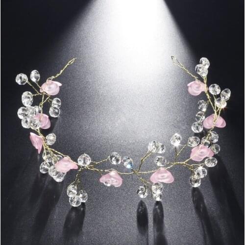 2021 Fashion Bride Princess Crown Wedding Hair Accessories Charms Clip Romantic Crystal Flower Hairpin For Woman And Girls