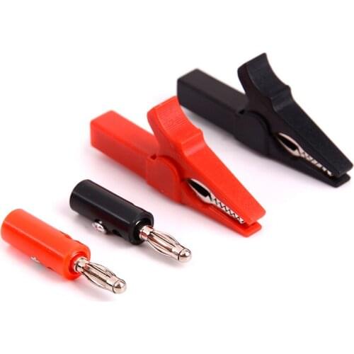 4pcs/lot 55mm Alligator Clip + Banana Plug Test Probe With 4mm Banana Plug Cable Clips