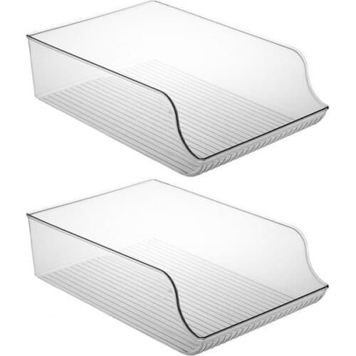 60% Hot Sale 2Pcs Multifunctional Storage Box Transparent Plastic Arc Design Multi-use Fruit Beer Storage Rack For Home Kitchen