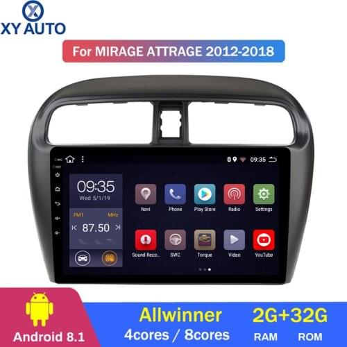 9 inch 2.5D IPS HD multi-touch screen Android8.1 2G RAM 32G ROM NAVI with BT USB WIFI SWC for Mitsubishi mirage 2012-2018