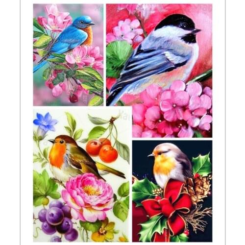 Diy 5D Diamond Painting Full Square Round Rhinestone Cross Stitch Bird Flower Diamond Art Wall Poster Home Decoration Embroidery