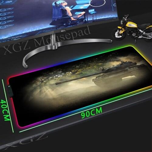 XGZ Retro Tank World Custom Large RGB Mouse Pad Black Lock Edge Anime Computer Desk Mat Rubber Anti-Slip 900x400/800x300