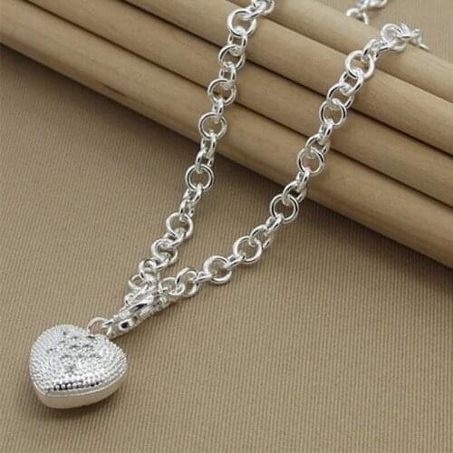 925 Silver Jewelry Heart Pendants Necklaces Chains For Women Valentines Day Quality Charm Jewelry Gifts