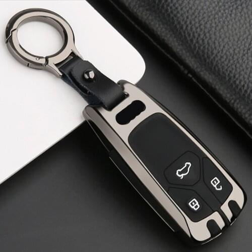 Zinc alloy+Silicone Car key Case Cover For Audi A4 B9 A5 A6 C8 Q7 Q5 TT 8S MK3 A7 4K A8 D5 Q8 2016-2020 Remote Fob Cover Shell