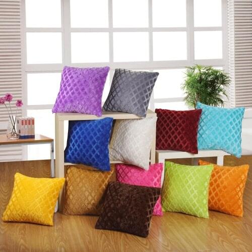 Living room bedroom sofa decorative pillow case pastoral diamond pattern solid color home comfort warm soft fiber short plush cu