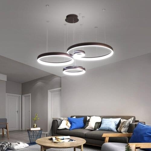 Circel Ring Modern led Pendant Lights For Living Room Dining Room Shop Bar White/Coffee Color Hanging Pendant Lamp Żyrandol
