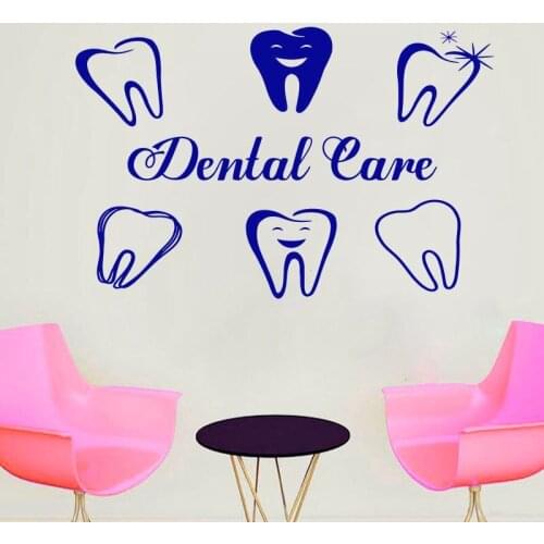 Decorative decals for reception desk of dental clinic dental care Wall sticker waterproof vinyl care sign wall glass decal G587