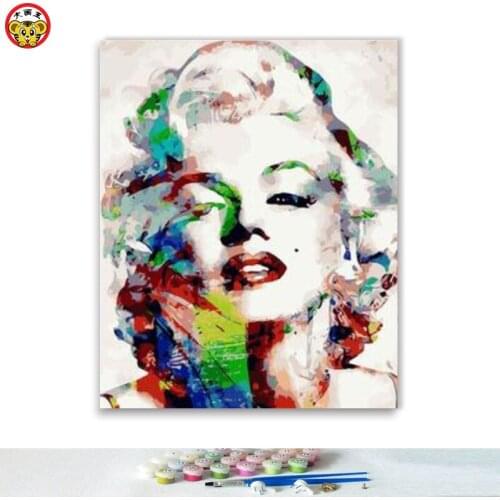 Diy oil painting by numbers art paint by number Marilyn Monroe portrait bedroom decoration painting