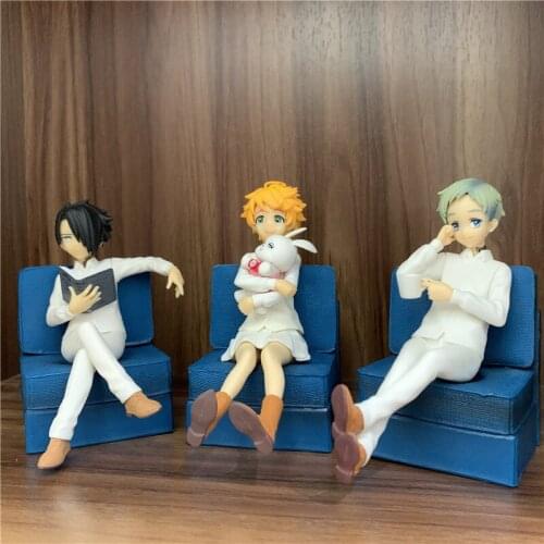 13cm Emma Norman Ray Action Figure Anime The Promised Neverland Sitting Scene Ver. PVC Collect Model Toy Gift