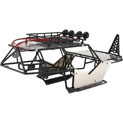 Chassis Roll Cage Frame Body with Rack and Sheets for 1/10 Axial Wraith AX90018 90020 RC Truck Black, 440mm