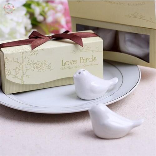 1set Ceramics Love Bird Salt And Pepper Shaker Wedding Gifts For Guests Wedding Favors And Gifts Wedding/Party Supplies