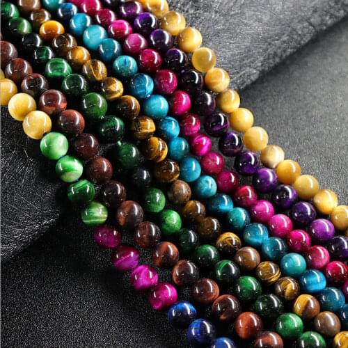 Assorted Colors Tiger Eye Round Accessorries Loose Beads For Jewelry Making Strand 15 inch DIY Bracelet Bead For Women Gifts