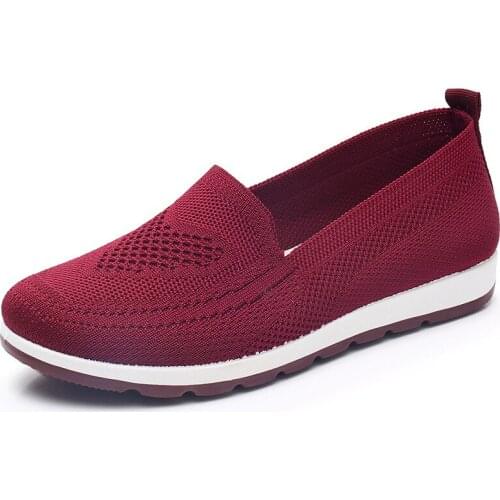Summer Shoes For Women Knitting Breathable Womens Loafers 2021 Flat Ballet Light Vulcanized Sneakers Spring Ladies Sock Shoes