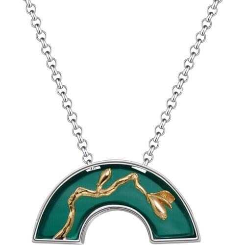 Lotus Fun Real 925 Sterling Silver Handmade Fine Jewelry Classic Oriental Element Arch Bridge Design Pendant without Necklace