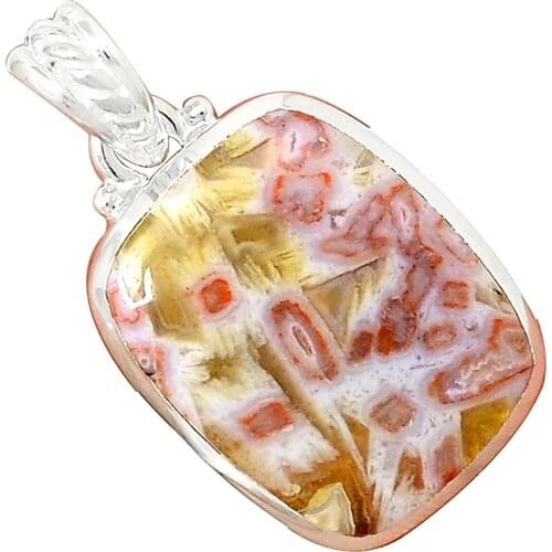 Lovegem Genuine Tube Agate Pendant 925 Sterling Silver, 36.8 mm, AP3741