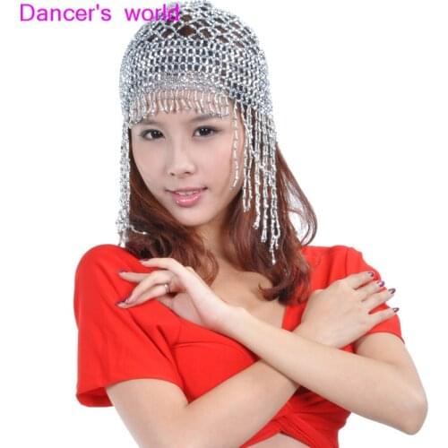 Wholesale belly dance clothes women belly dance beads hat girls belly dance tassel hat belly dance head accessories