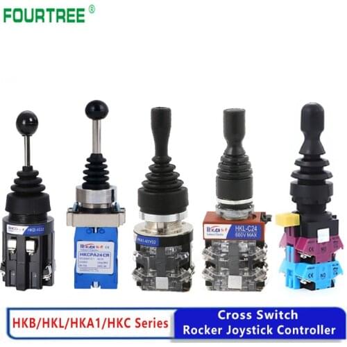 Joystick Switch Monolever Rocker Cross Master Switch 2-way 4-way Self-reset Self-locking 2NO 4NO Hole Size 22mm 30mm HKL HKC