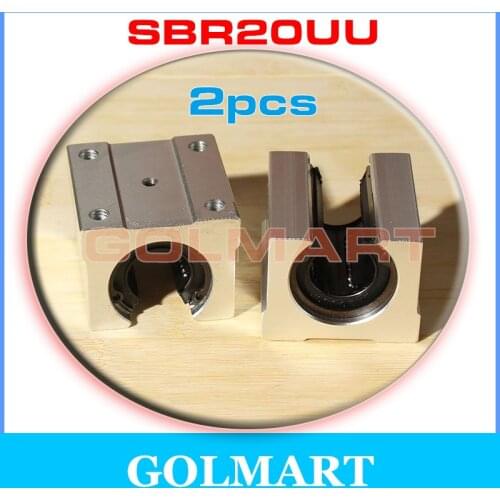 2pcs linear slide bearing SBR20UU housing pillow block Linearlager Linearwagen for 20mm shaft rail