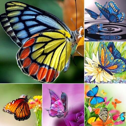 Sale 5D DIY Diamond Painting Butterfly Cross Stitch Kit Full Drill Embroidery Animals Mosaic Art Picture of Rhinestones Gift