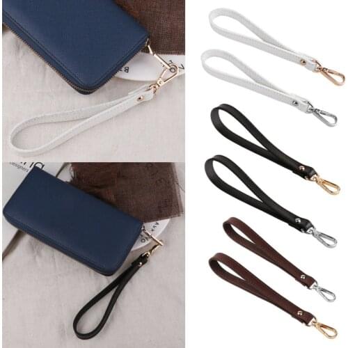 Genuine Leather Handbag Strap Bag Replacement Wrist Strap Buckle Wrist Strap Hands-Free Wristlet for Purse Wallets Keychain