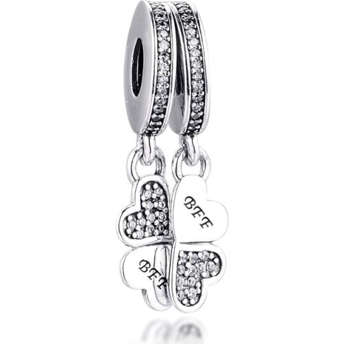 CKK Best Friends Forever Charms 925 Original Fit Pandora Bracelets Sterling Silver Charm Beads for Jewelry Making DIY