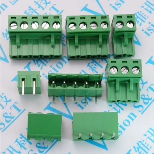 5Set 2EDG5.08 2/3/4/5/6/7/8/9/10Pin Right Angle Line Terminal Plug Type 300V 15A 5.08mm Pitch Connector Pcb Screw Terminal Block