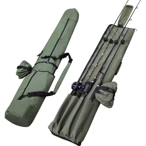 Sougayilang 120cm Fishing Rod Bag Canvas Rod Case Organizer Pole Storage Bag Fishing Rod and Reel Carrier Organizer for Travel