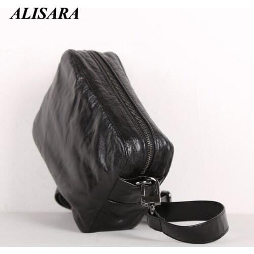 Alisara Men Mini Messenger Bag First Layer Cow Leather High Quality Male Casual Satchels Small Crossbody Pack Storage Handbag