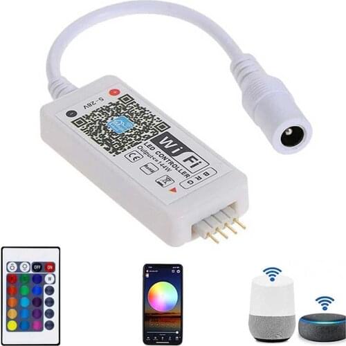DC12V Mini Wifi RGB/RGBW Led Controller + IR 24 Key Remote Controller for 5050 RGB / RGBW LED Strip