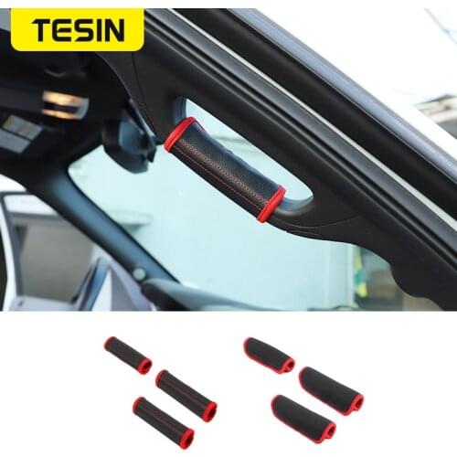 TESIN Car Roof Top Grab Bar Protector Trim Door Interior Grab Handle Cover Guard for For Ford F150 Raptor 2009-2014 Accessories