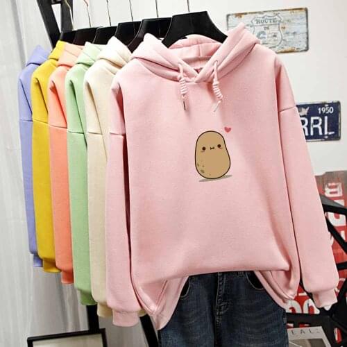 Cute Potato Oversized Hoodie Kawaii Long Sleeve Harajuku Jacket Pullover Sweatshirt New Fashion Streetwear Women Female Clothing