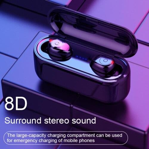 TWS F9 Wireless Headphone Sport Bluetooth Earphone Touch Mini Earbuds Stereo Bass Headset with 2000mAh Charging Case Power Bank