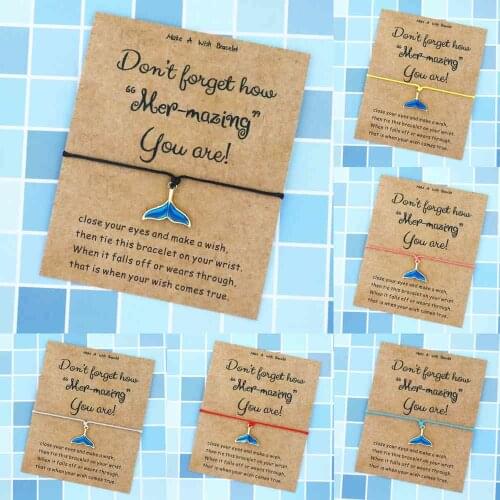 Mermaid Bracelet Mermaid Fish Tail Friendship Bracelets Mermaid Jewellery for Women Men Friends Love Card Mermaids Gifts