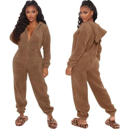 Women Hoodies Jumpsuits Tracksuit Plush Velvet Zipper Oversized Hooded Bodysuit Winter Autumn Causal Streetwear Sleepwear 5XL