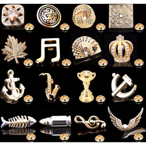 Gold Brooch new fashion crystal jewelry Golden Dragon maple leaf bullet Brooch mens shirt Wedding Suit LAPEL BADGE PIN gift