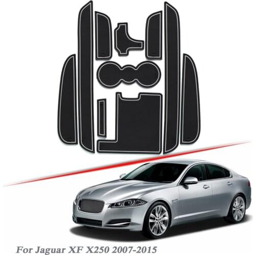 10pcs Car Styling For Jaguar XF X250 2007-2015 Latex Gate slot pad Interior Door Groove Mat Non-slip dust Interior Accessory