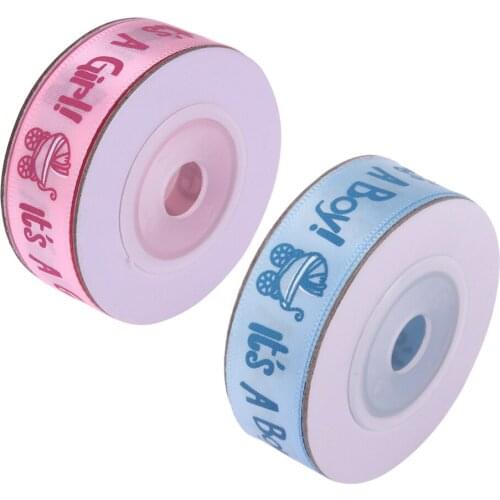 10Yards/Roll Terylene Satin Ribbon Grosgrain Gift Belt DIY Crafts ITS A BOY/GIRL Baby Shower Ribbon for Wedding Gifts Packing