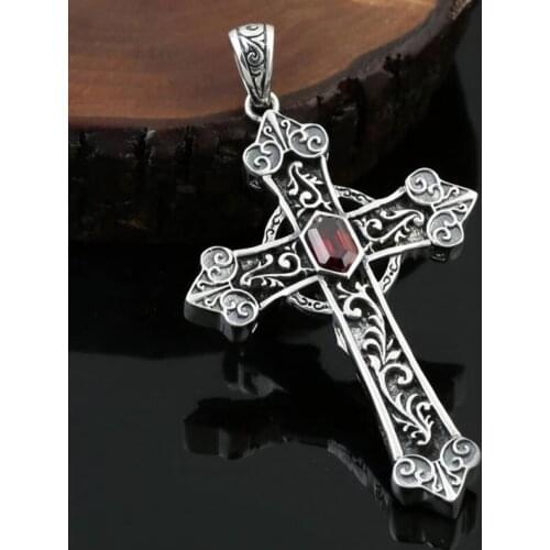 100% Real 925 sterling silver Virgin Mary Rhinestone Cross Pendant for women men Necklace Pendant Fine Jewelry Birthday Gifts