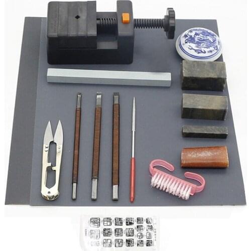 15pcs Chinese Seal Stamp Stone Carving Tool Chisels/Knife Set Kit for Carving C90A