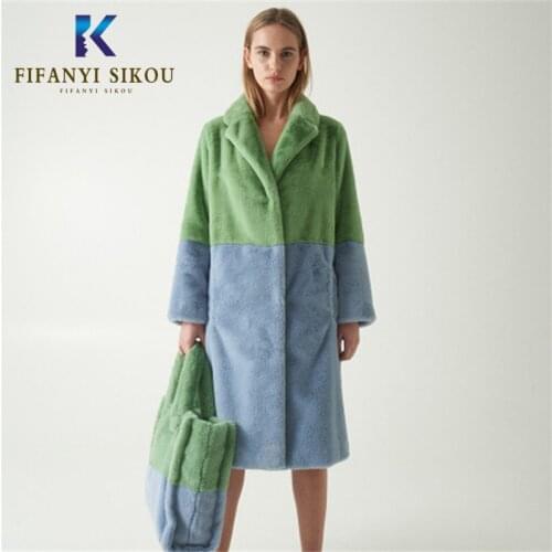 2019 Winter Women High Quality Faux Rabbit Fur Coat Luxury Long Fur Coat Loose Thick Warm Overcoat Plus Size Female Plush Coats