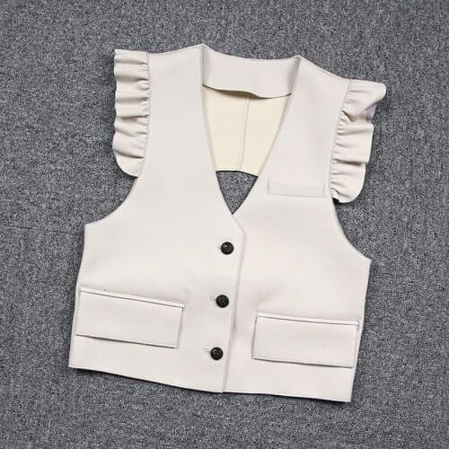 2021 New Style Womens Fashion Genuine Leather Vest Sleeveless Lace Sleeve