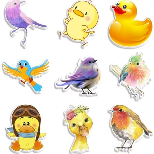 30pcs/lot Cute Animal Duck Printed Planar Resins DIY Craft For Home Decoration Accessories