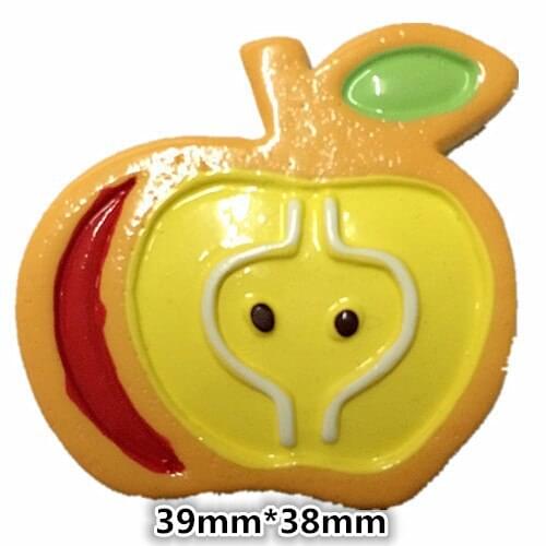5pcs/lot New Arrival Wholesale apple with leaf Resin Flat back Cabochons for Hair Bow Center 39*38mm